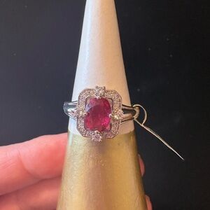 Lab Created Dark Pink Sapphire Ring